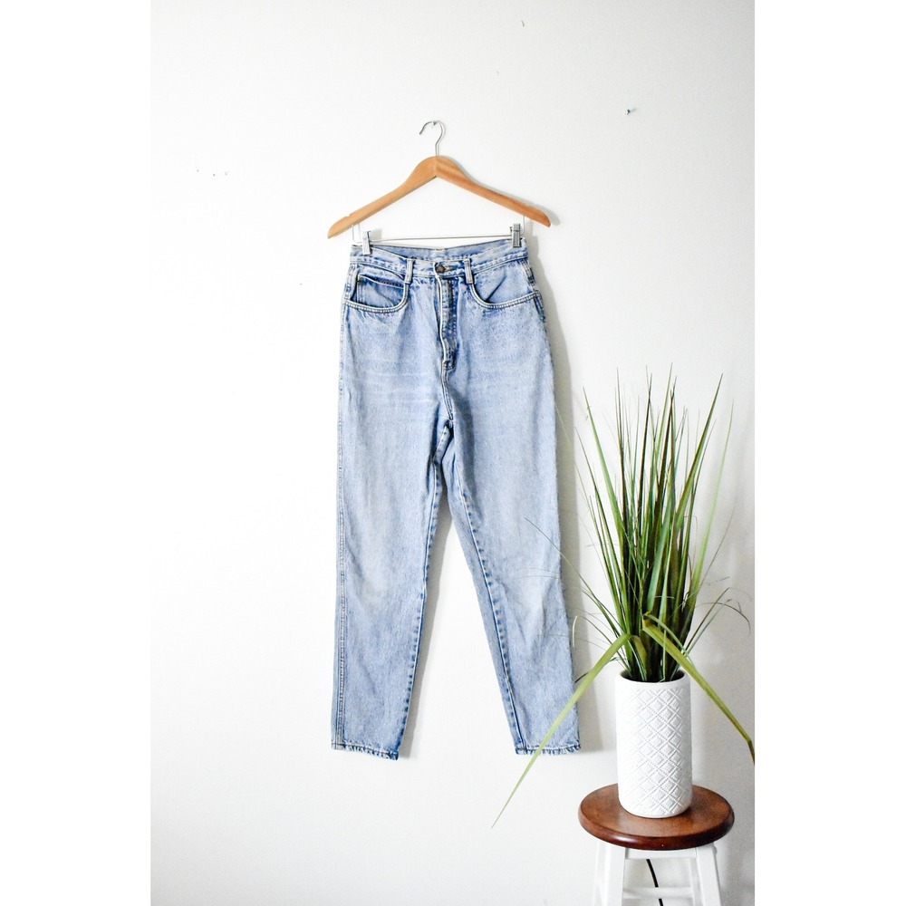 Bill Blass Mom Jean Women 10 Light Blue 80s High Waisted Tapered Acid Wash Denim